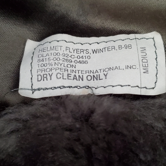 60s PROPPER Med Helmet Flyers Winter Hat B9B Green Nylon Aviator Pilot NO STRAP! - Picture 4 of 13
